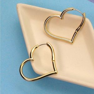 Gold Endless Heart Hoop Earrings